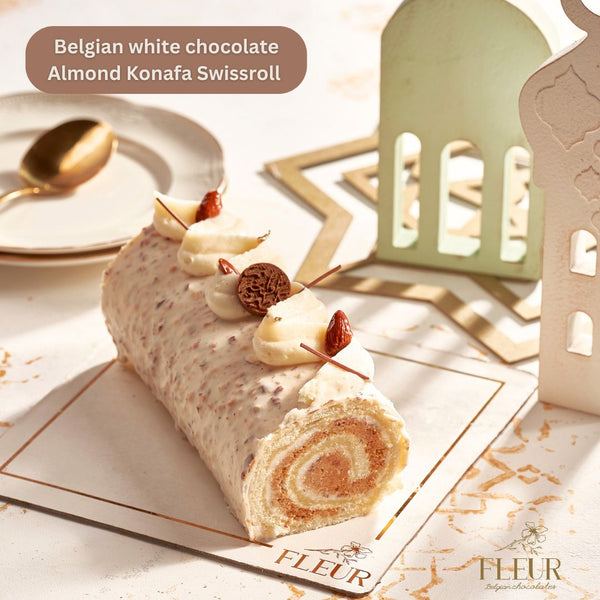 Belgian White Chocolate Almond Swissroll Konafa