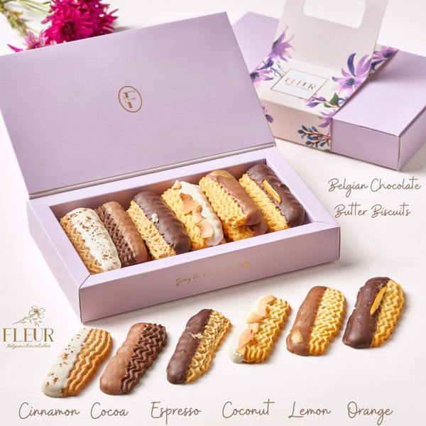 Signature Belgian Chocolate Biscuits 18 Pieces with 6 Different Flavors