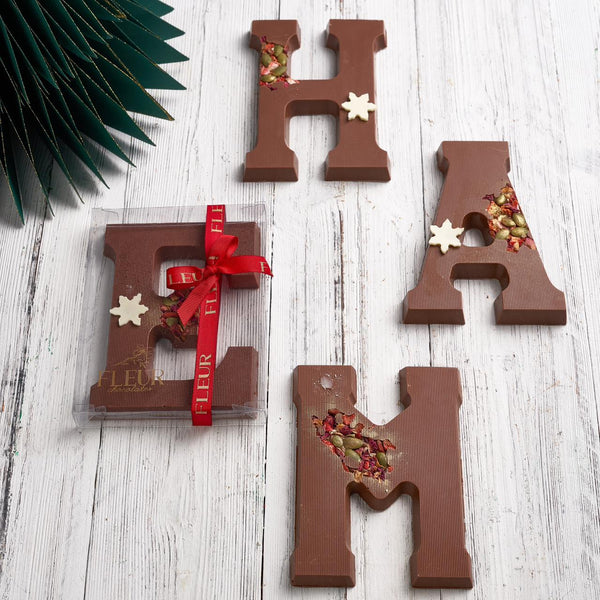 Belgian Chocolate (your letter) with Nuts, Dried Fruit and Caramel