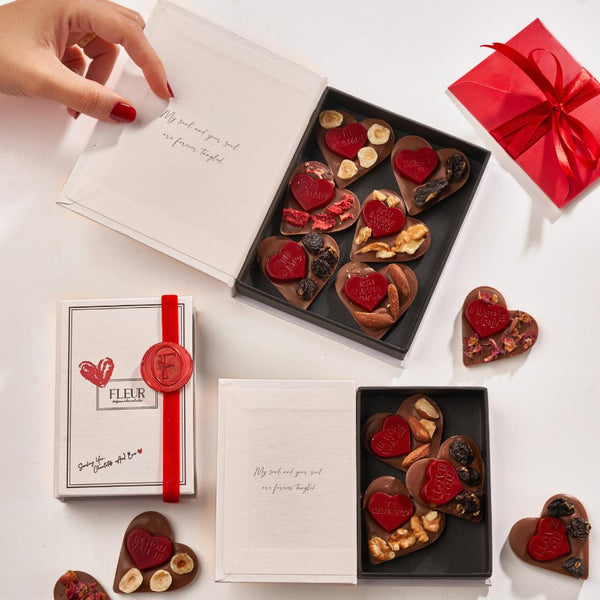 6 Pieces Belgian Chocolate Hearts MENDIENTS with 5 Flavors