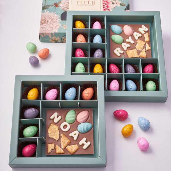 Easter Edition Belgian Chocolate Bonbons Box "16 pcs" with Belgian Chocolate Bar 100gm with / without Name or Logo