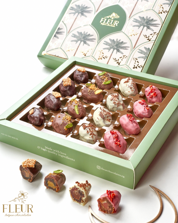 Belgian Chocolate Medjool Dates 16 Piece (4 Flavors)