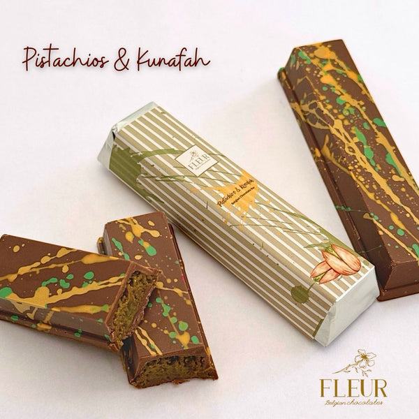 Belgian Chocolate Bar with "Konafa Pistachios"