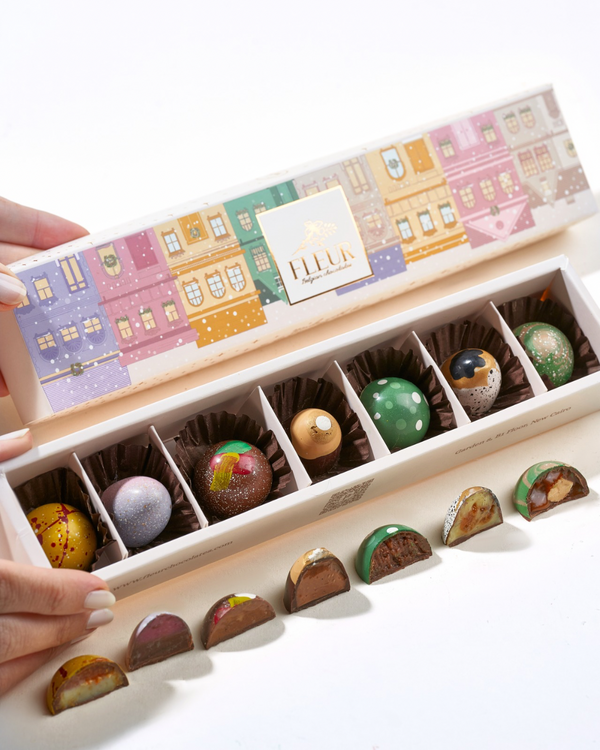 7 pieces box Belgian chocolate bonbons Christmas Edition 7 flavors