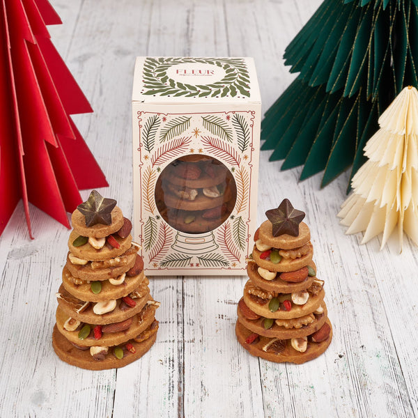 3D Cookies Christmas Tree with Nuts and Dried Fruits