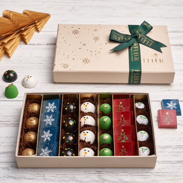 Box 28 pieces Belgian chocolate bonbons Christmas Edition