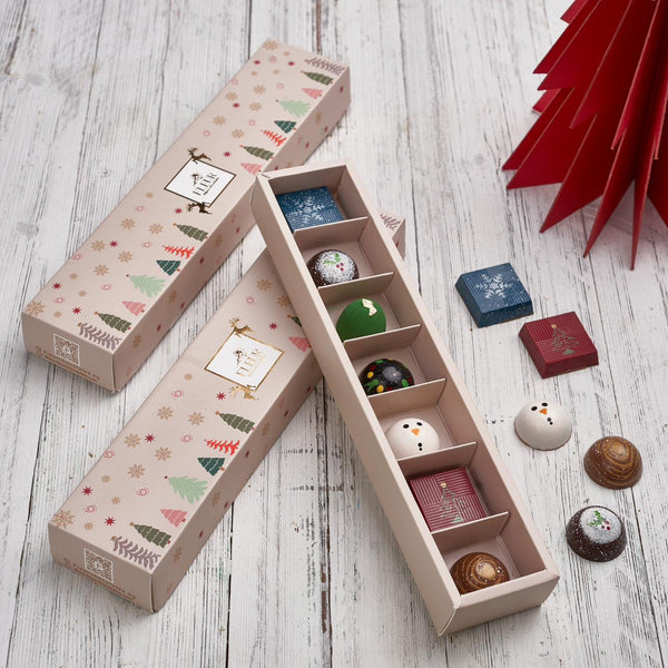 7 pieces box Belgian chocolate bonbons Christmas Edition 7 flavors